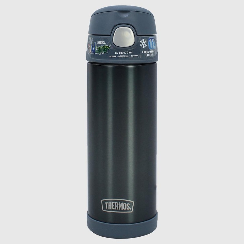 Thermos Bottle 470ml  Slate Stainless Steel & Straw Lid