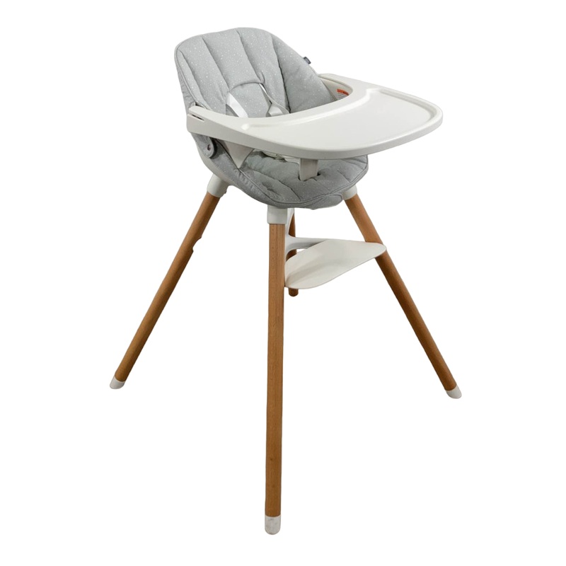 Lalo 3 in 1 High Chair Kit, Coconut, Grey Multi, Natural Wood