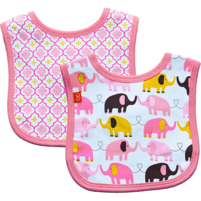 Magnificent Baby Girl’s Elephant On Parade/El Marrakesh Reversible Bib – 6 to 12 Months