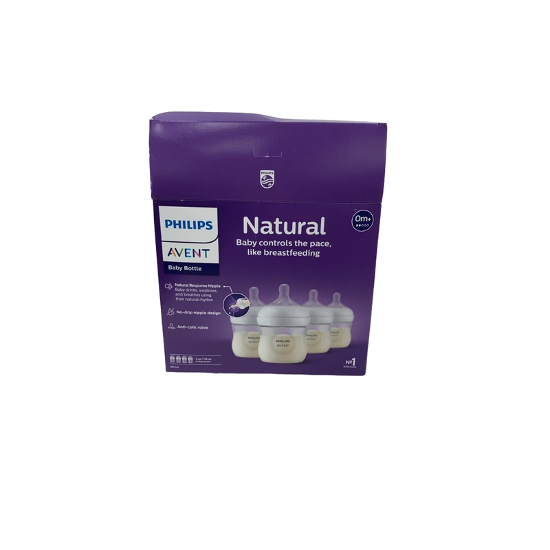 Philips Avent Natural Baby Bottles, Clear, 4 Pack, 4oz