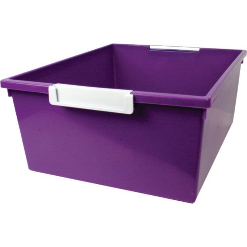 Tattle Tray with Label Holder, 12 Qt., Purple