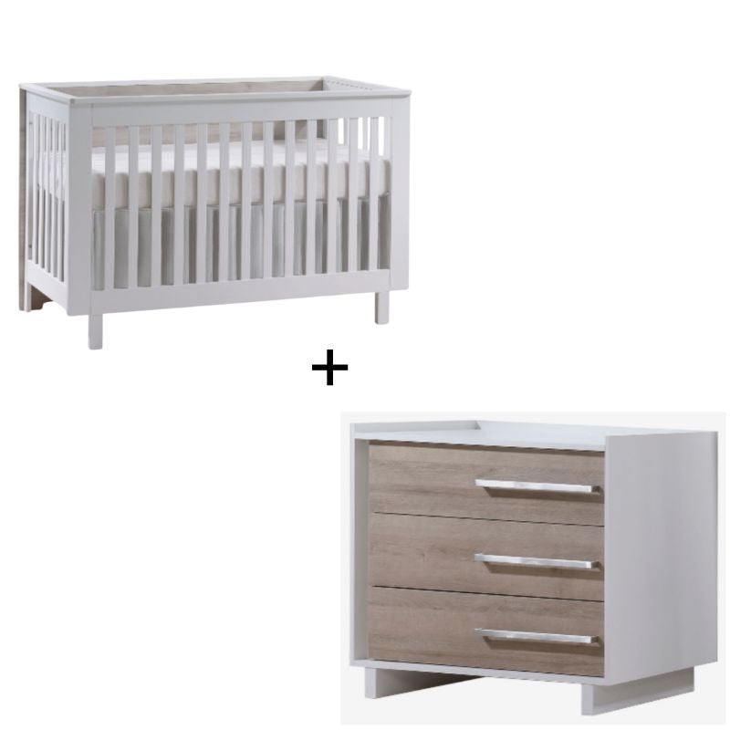 Urban Convertible Crib and Urban 3 Drawer Dresser Combo