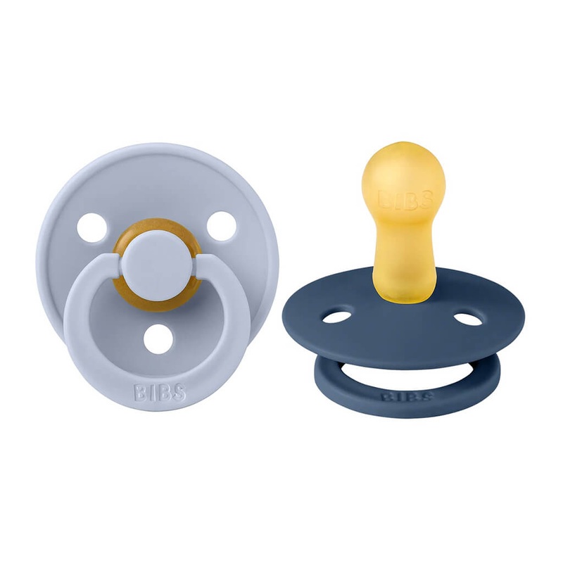 Bibs Natural Rubber Pacifier 2 Pack Dusty Blue/Steel Blue