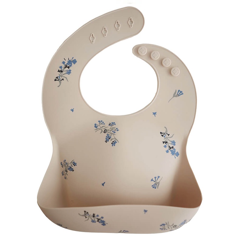 Mushie Silicone Baby Bib Lilac Flowers