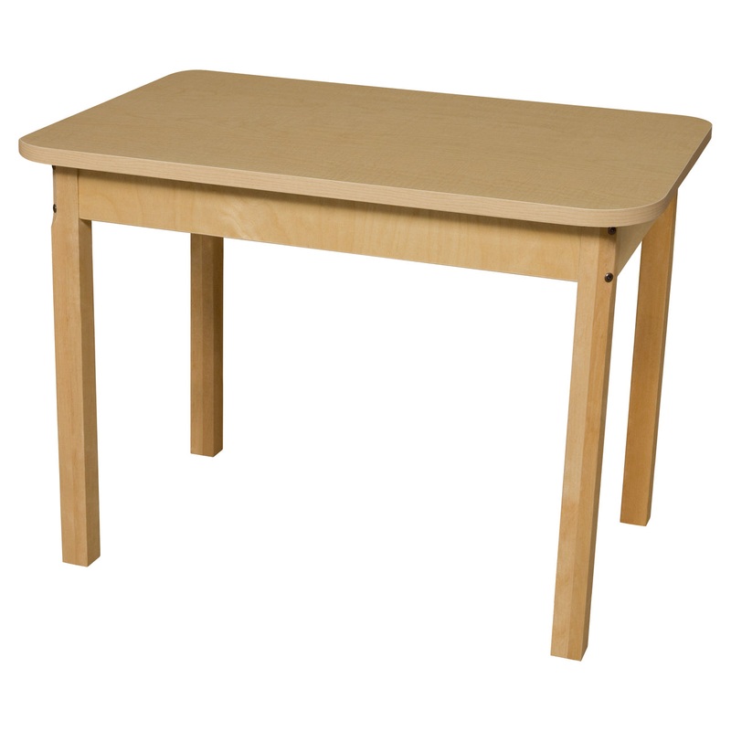 24″ x 36″ Rectangle High Pressure Laminate Table with Hardwood Legs- 24″