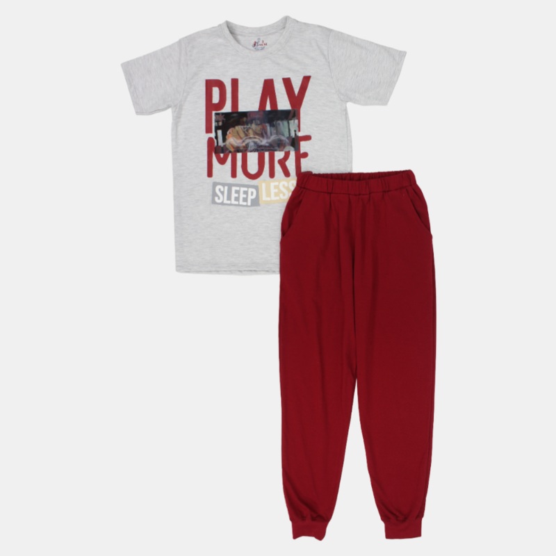Boys “Play More” Short-Sleeved Pajama Set