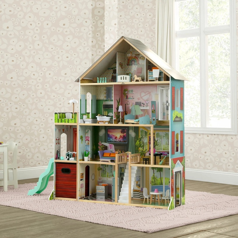 Deluxe Maui Dollhouse Large Wooden 4-Story Dollhouse