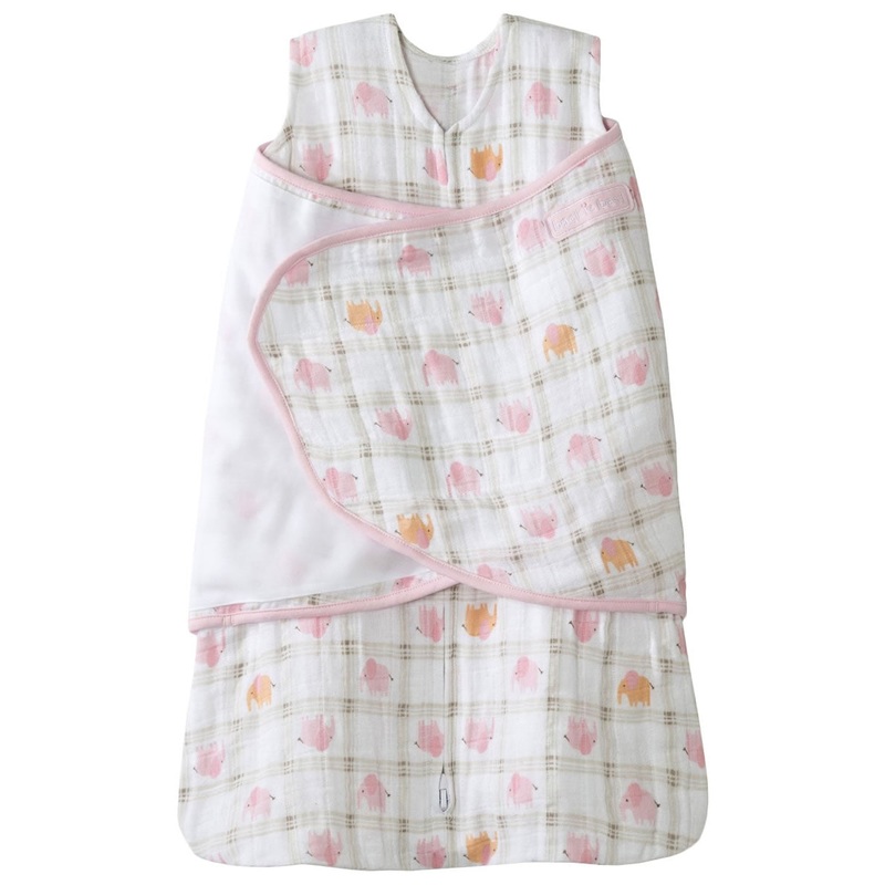 HALO SleepSack Swaddle, Muslin, Elephant Plaid, Newborn