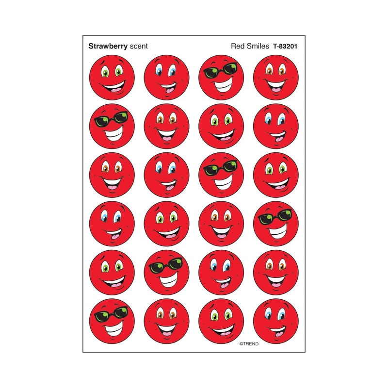Red Smiles, Strawberry scent Scratch ‘n Sniff Stinky Stickers  Small