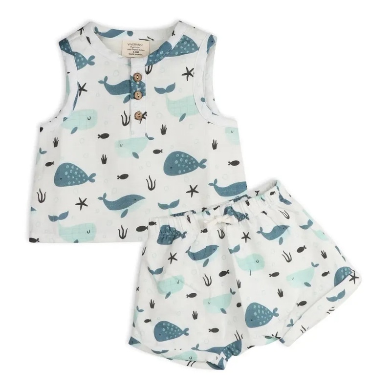Viverano – Organic Tank Top + Shorts Set – Whales