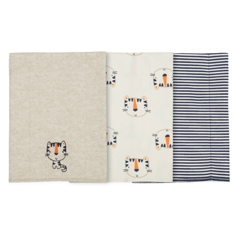 3-Pack Baby Boys Tiger Burp Cloths