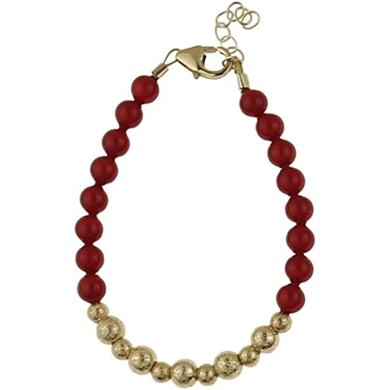 Crystal Dream Red Pearls with Gold Glitter Bead Bracelet – Small 0-9 Months