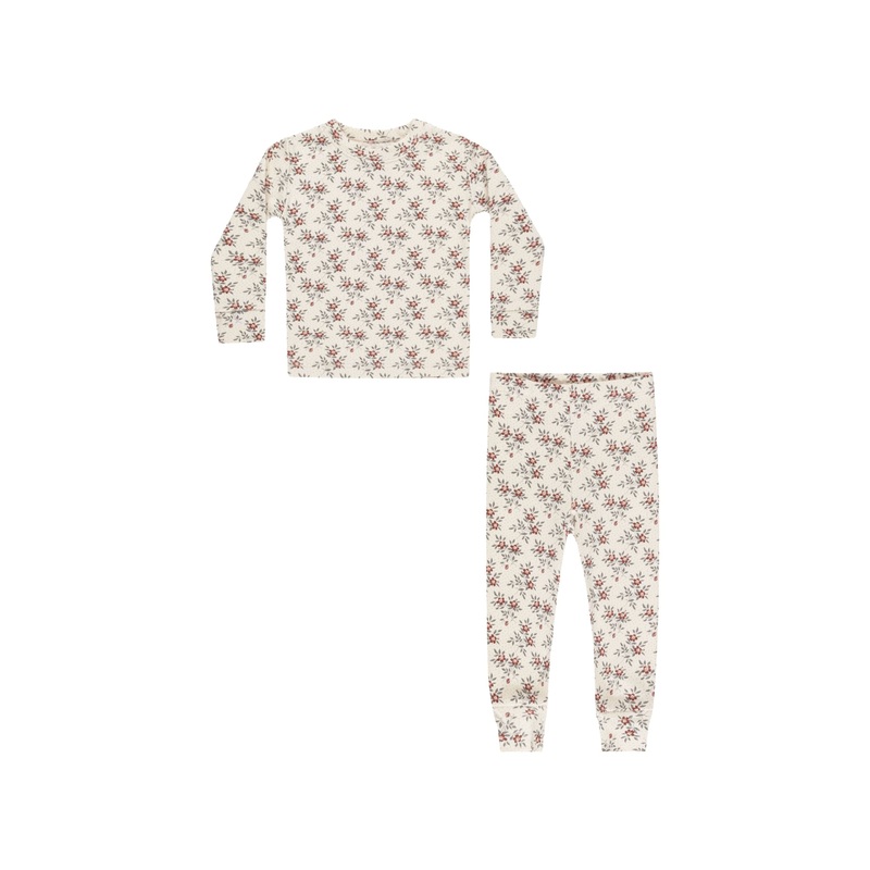 Rylee + Cru Organic Long Sleeve Pajama Set – Holiday Floral