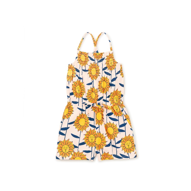 Tea Collection Smocked Sleeveless Romper – African Sunflowers