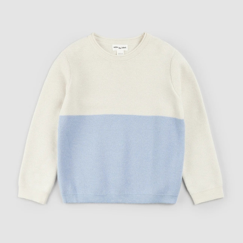Birch & Sky Color-Block Honeycomb Knit Sweater