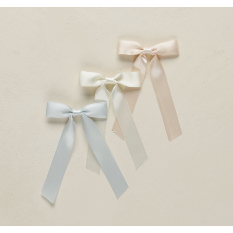 Noralee Satin Ribbon Bow – Blush, Ivory, Powder Blue