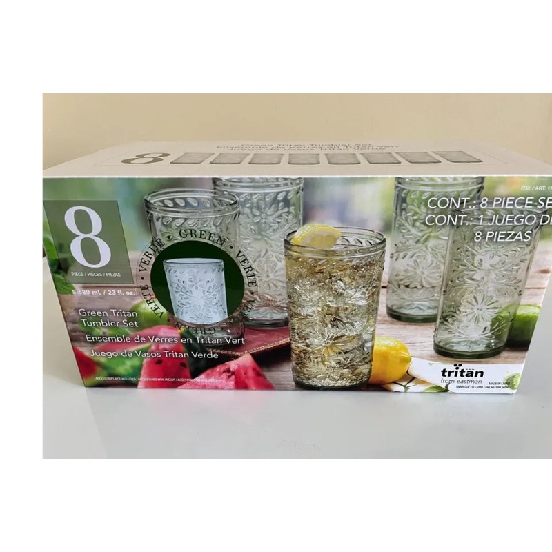 Tritan from Eastman Clear Tumbler Set, 23 Fl Oz, Set of 8