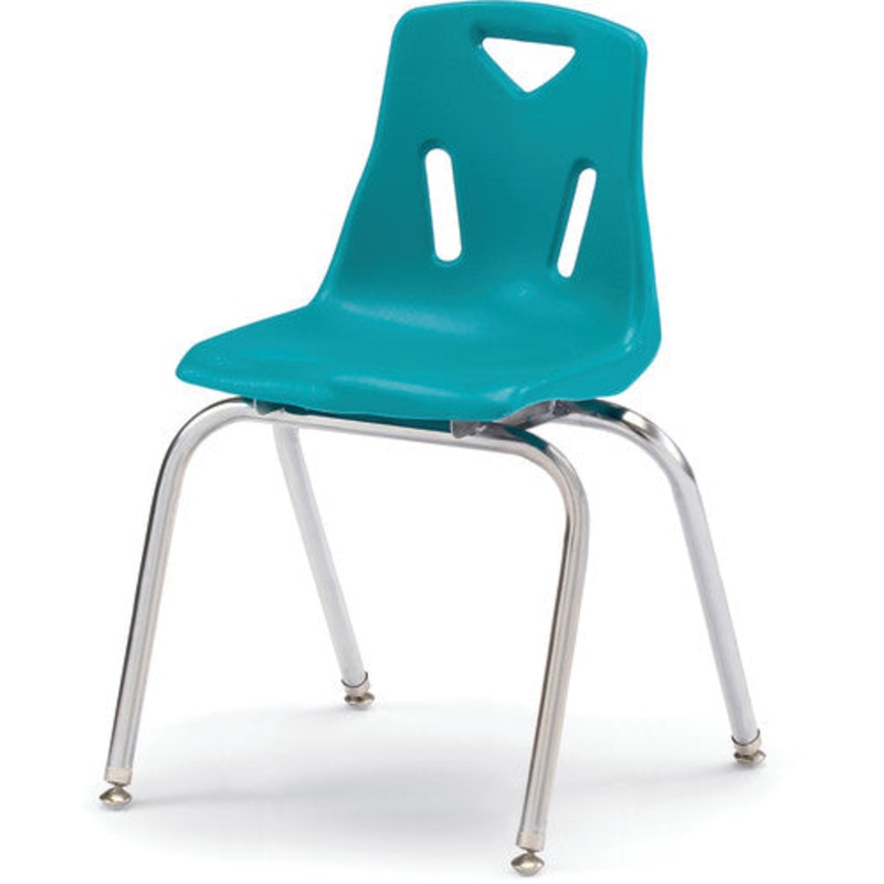 Berries Stacking Chair with Chrome-Plated Legs – 18″ Ht – Teal
