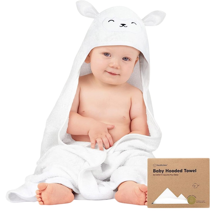 KeaBabies Baby Hooded Towel, Lamb