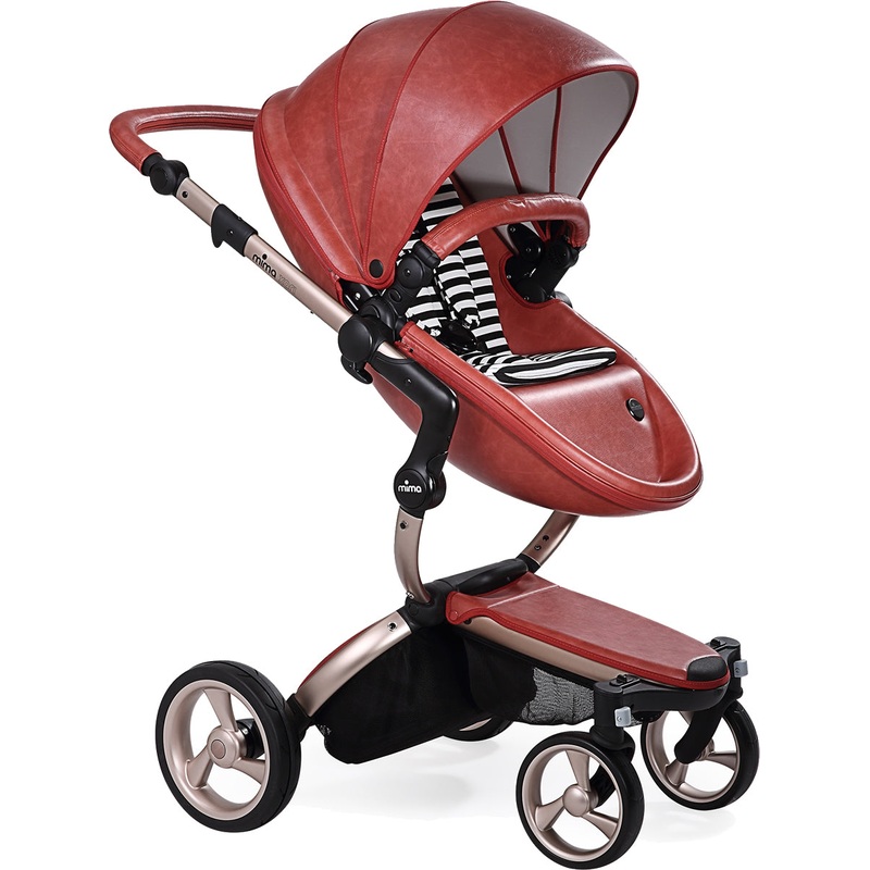 Mima 2019 Xari Complete Stroller, Rose Gold – Sicilian Red / Black & White