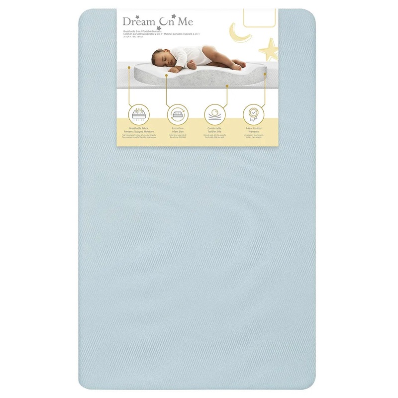 Snuggles Breathable Extra Firm Baby Portable/Mini Crib Fiber Mattress – Blue Mist