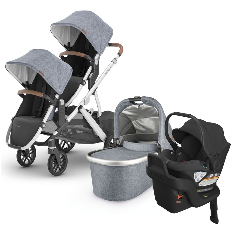 UPPAbaby VISTA V2 Double Stroller + Aria Travel System Bundle with Rumble Seat V2+ – Gregory / Jake