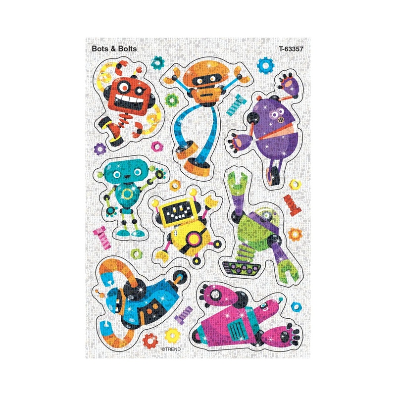 Bots & Bolts Sparkle Stickers  Large