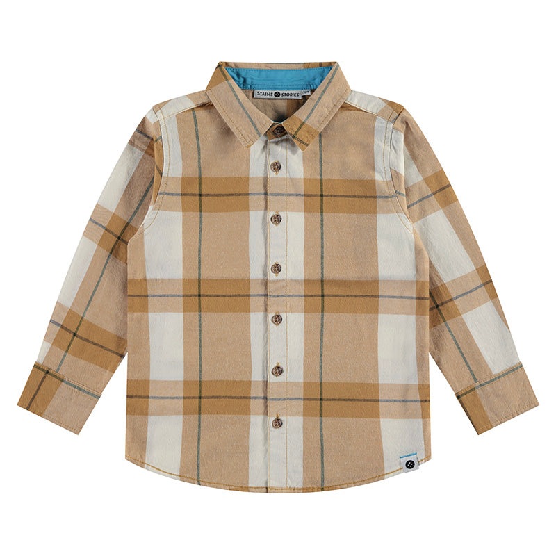 Boy’s Longsleeve Plaid Shirt – Curry