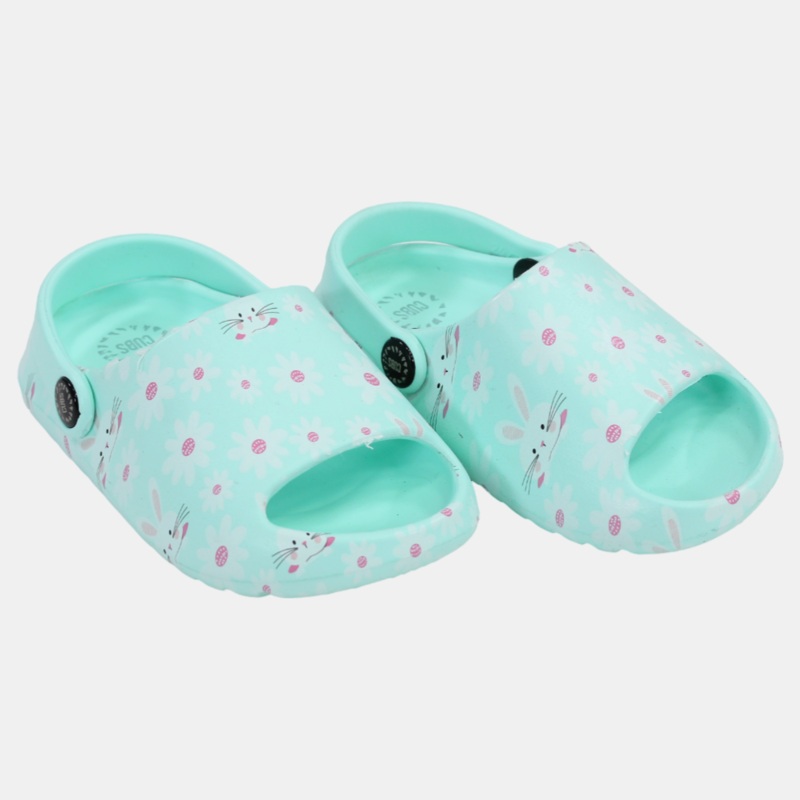 Girls Rubber Sandals  Aqua with Bunny Design