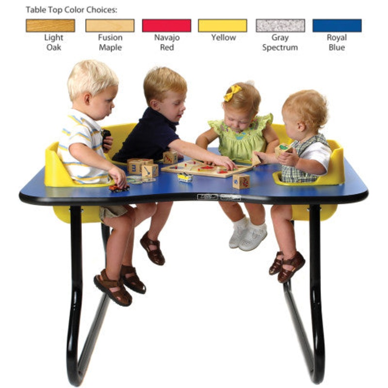 4-Seat Toddler Table, Navajo Red Table Top with Red Seats