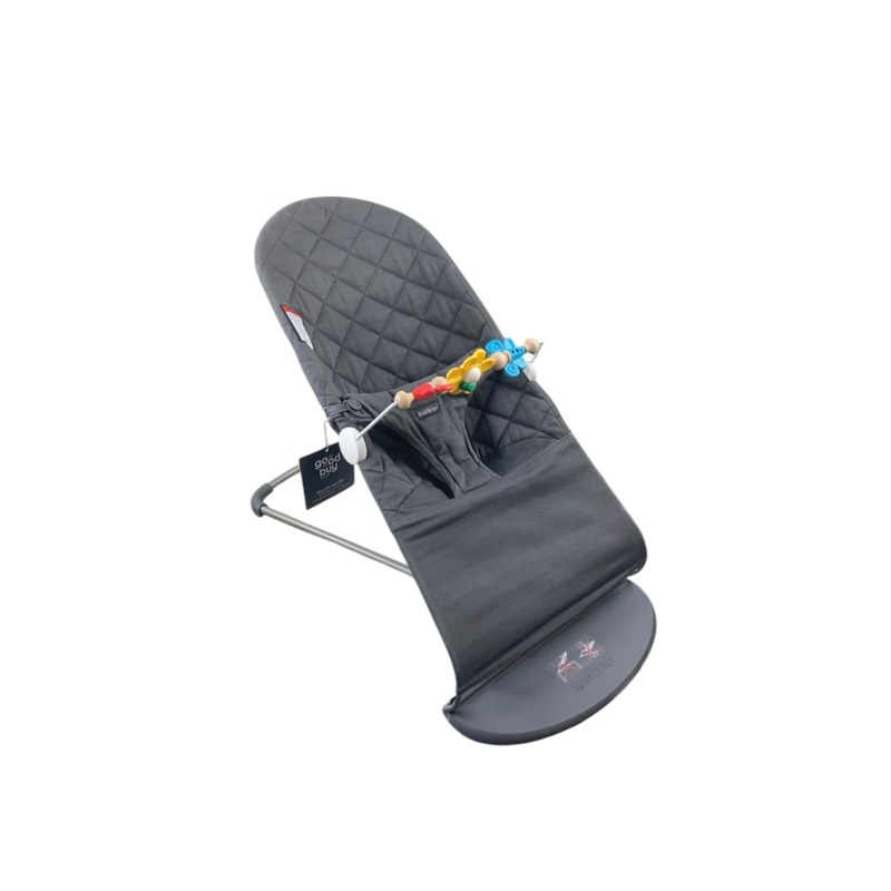 BabyBjorn Bouncer Bliss Bundle With Toy Bar, Anthracite Cotton Classic Quilt, Dark Gray Frame, Flying Friends