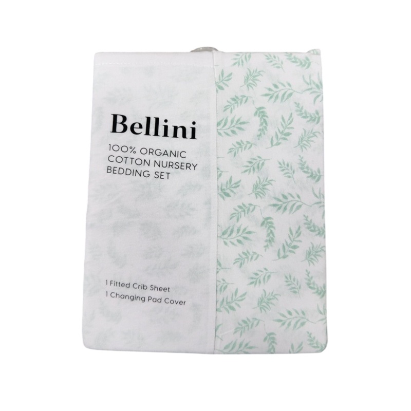 Bellini Crib Sheet and Changing Pad Cover Set, Sage Leaves