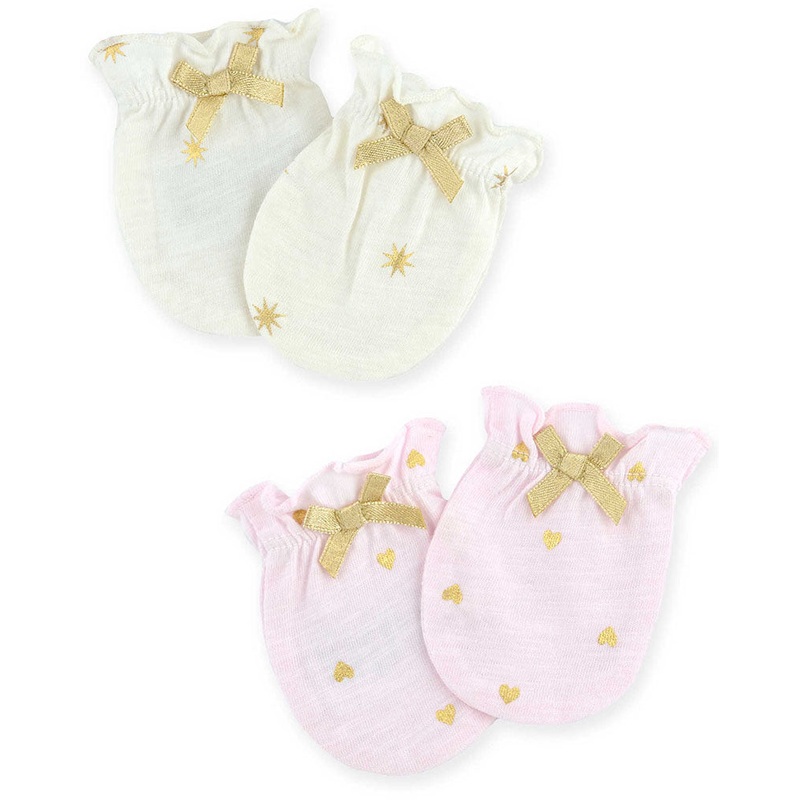 Just Born Sparkle Mittens, 2 Pack – Pink / Ivory