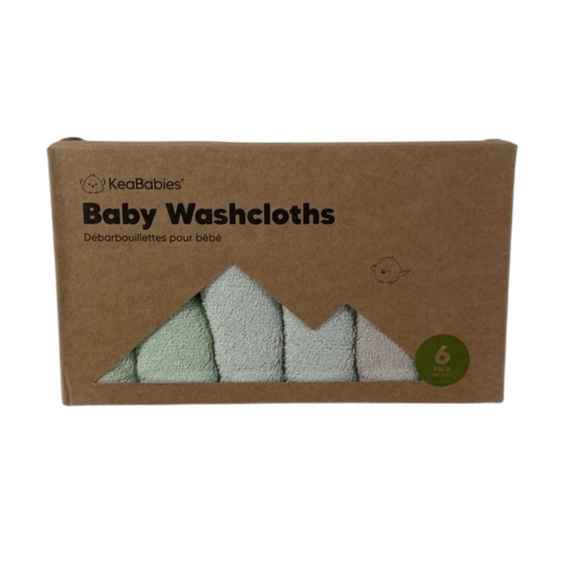 KeaBabies Bamboo Washcloths 6 Pack, Hills