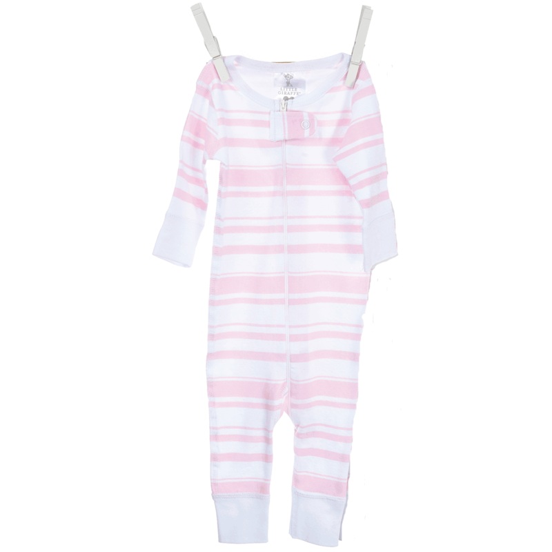 Little Giraffe Cotton Candy Stripe Romper in Pink – 6 to 9 Months