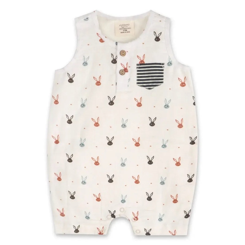 Viverano – Organic Shortie Romper – Mini Bunnies