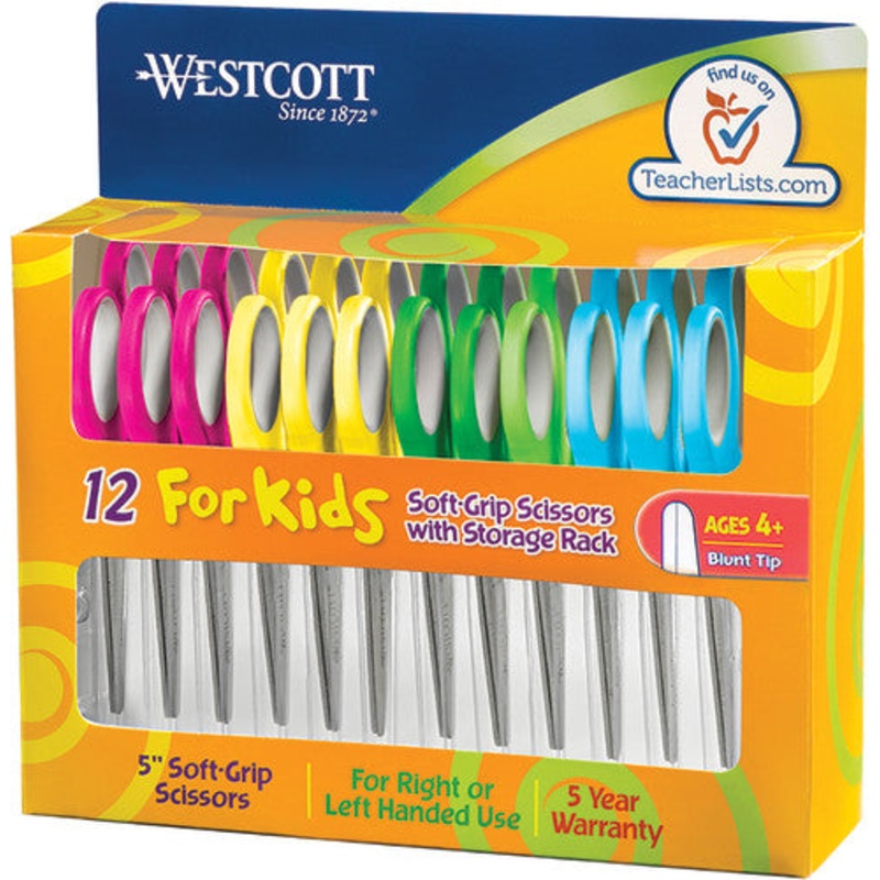 Westcott Soft Handle 5″ Kids Scissors Classpack, Blunt