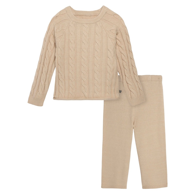 2-Piece Toddler Girls Oatmeal Viscose Sweater Set