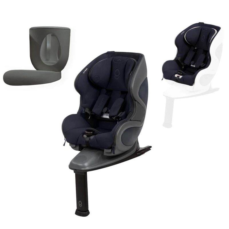 Babyark Classic Convertible Car Seat + Exta Cover + Cup Holder Foodie Bundle – Charcoal Grey / Midnight Blue