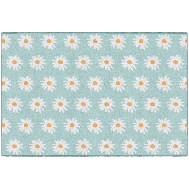 Good Vibes Turquoise Daisies Rug By Schoolgirl Style