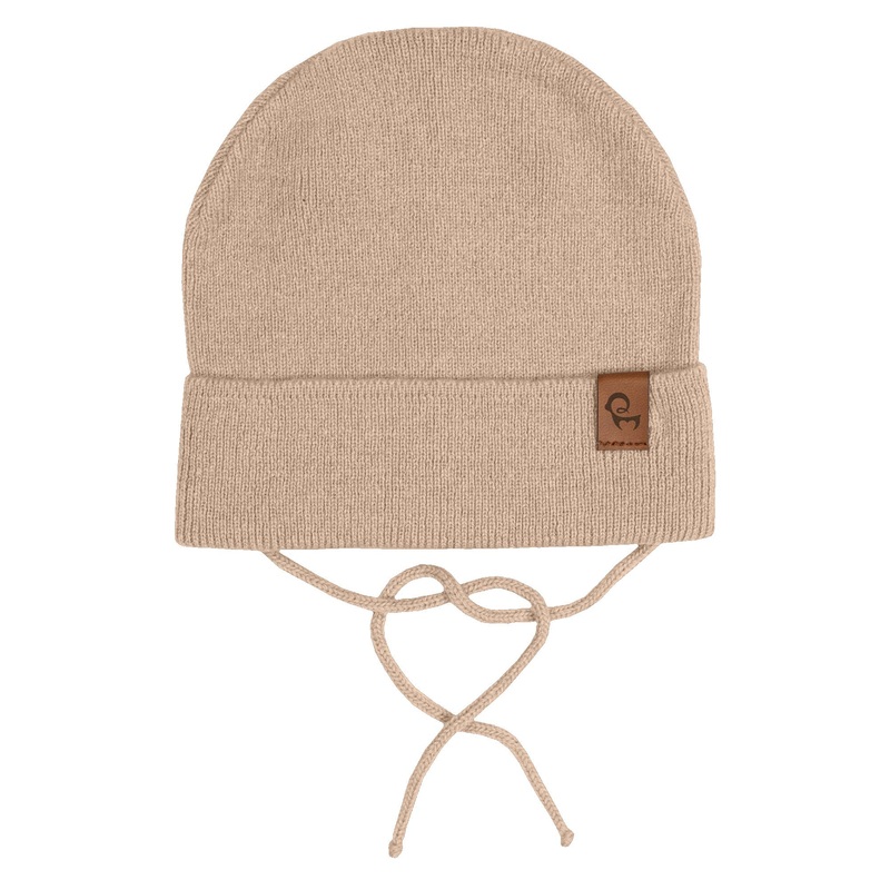 Menique Kids’ Knit Baby Beanie with Strings Merino & Cashmere