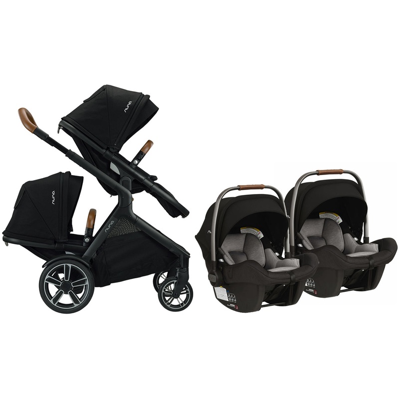 Nuna DEMI Grow + PIPA Lite Twin Travel System Bundle – Caviar/Caviar