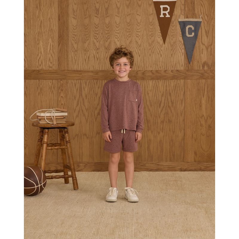 Rylee + Cru Play Long Sleeve Pocket Tee || Heathered Burgundy