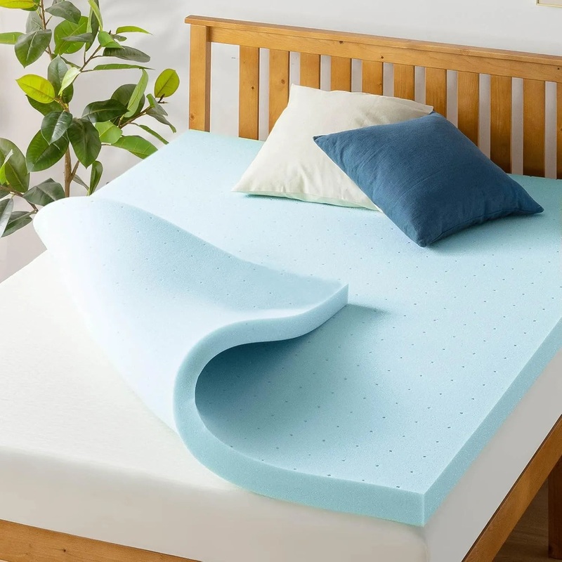 3 Inch Ventilated Memory Foam Mattress Topper, Cooling Gel Infusion, California King – Blue