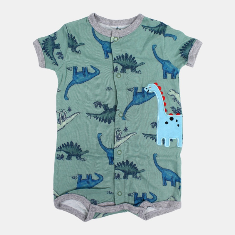 Baby Boys Cotton Romper  Mint with Dinosaurs Design