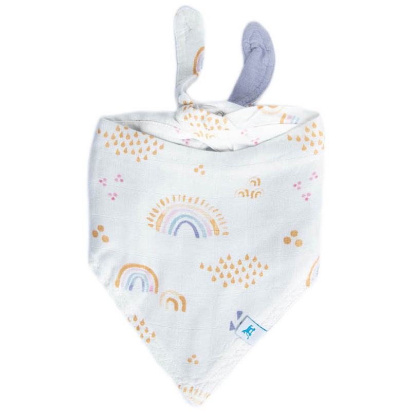 Little Unicorn Deluxe Muslin Reversible Bandana Bib – Rainbows & Raindrops