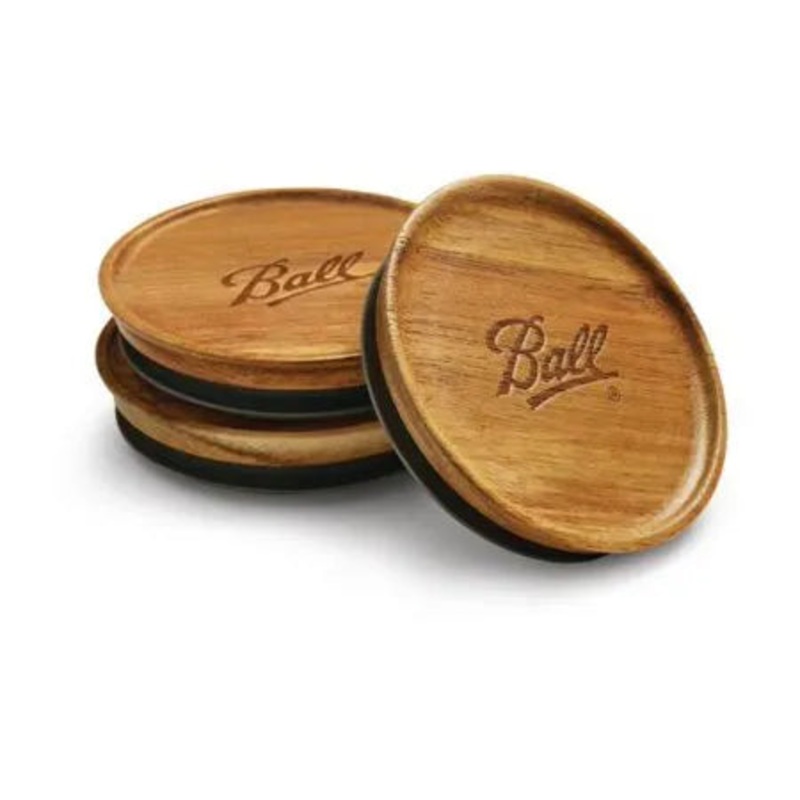 Ball 3-Count Wide Mouth Wooden Jar Lids