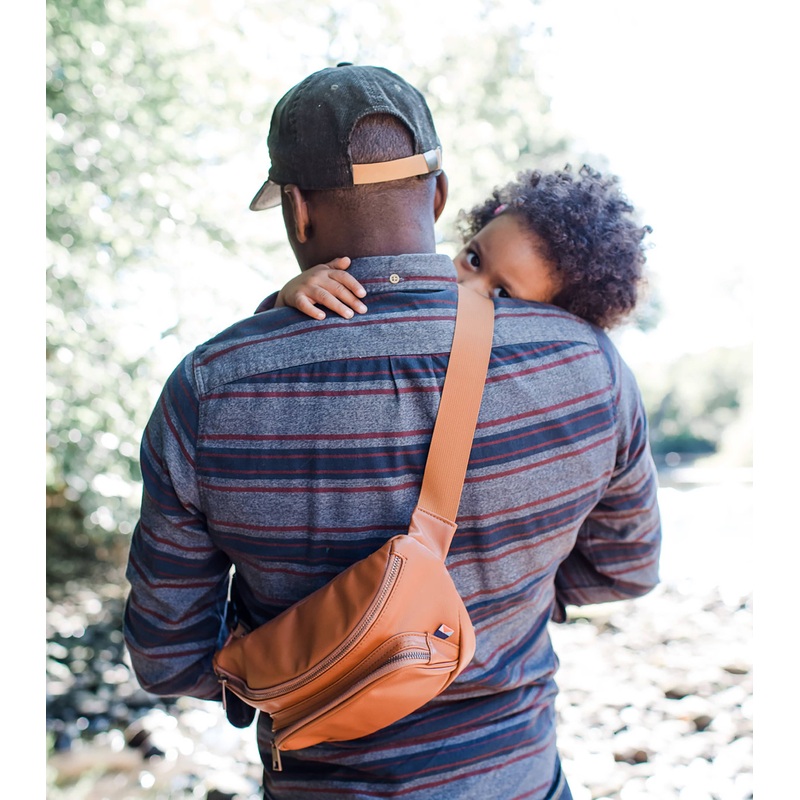 Kibou Diaper Belt Bag-Brown Vegan Leather