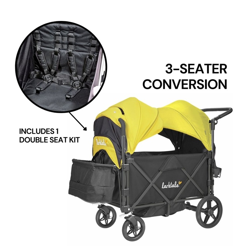 Larktale Caravan (3 Seater) Stroller Wagon Complete Bundle – Byron Black / Clovelly Yellow