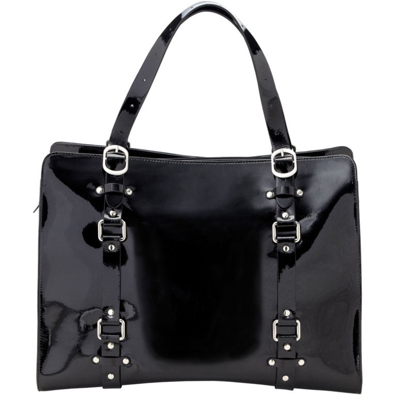 OiOi Jet Patent Leather Tote Diaper Bag
